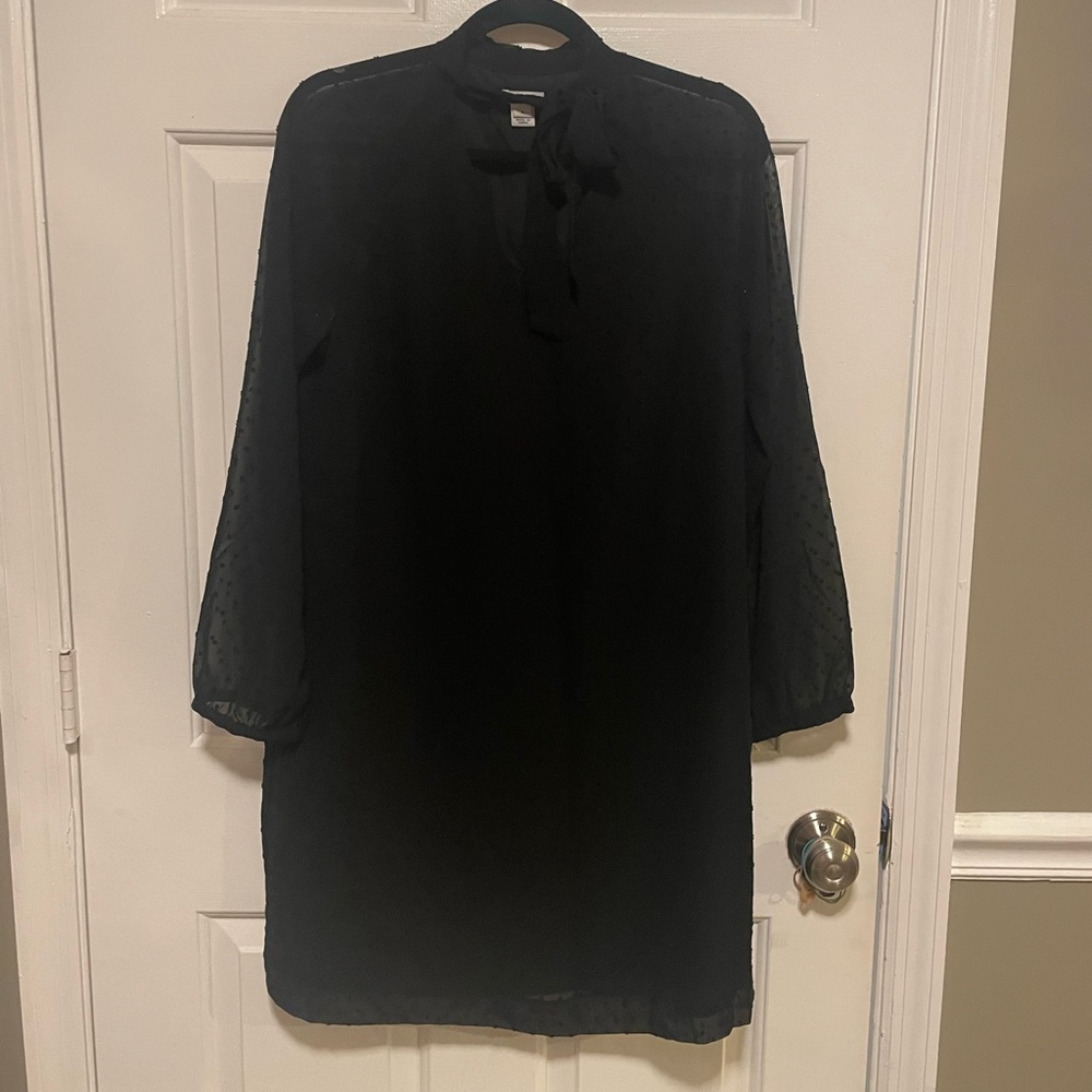 J. Crew Sheer Black Polka Dot Shift Dress